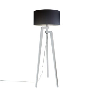 Floor lamp tripod white with shade 50 cm black – Puros