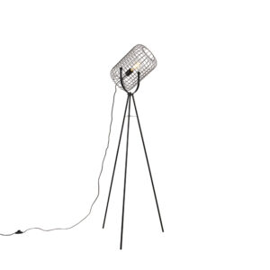 Industrial floor lamp tripod steel black – Bliss Vefa